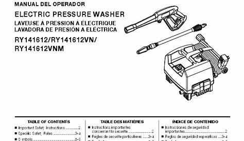 ryobi 1600 psi pressure washer manual