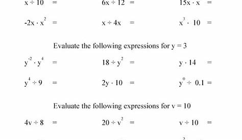 Evaluate these expressions given the values of the variables. This