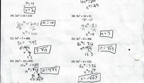 solving quadratic equations by using square roots worksheets