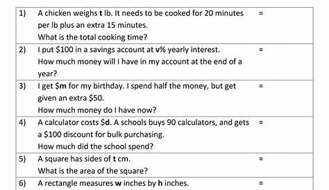 inequality word problems worksheets with answers
