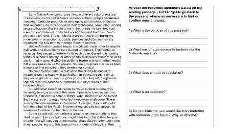 Reading Worksheets For 7th Grade | Reading comprehension worksheets