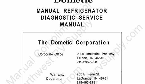 DOMETIC MANUAL REFRIGERATOR SERVICE MANUAL Pdf Download | ManualsLib