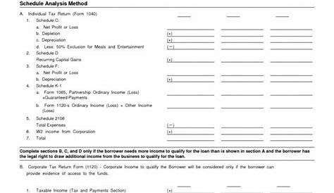 income calculation worksheets