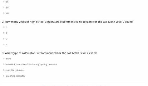 Quiz & Worksheet - SAT Math Level 2 Overview | Study.com