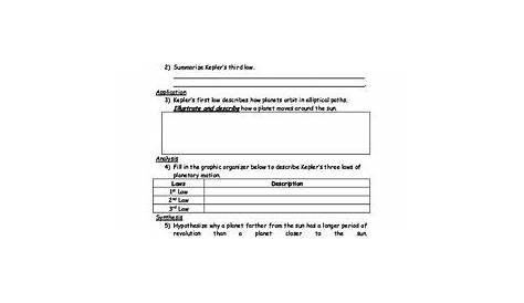 Kepler's Laws and Astronomical Units Worksheet | Persuasive writing