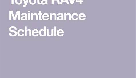 2015 Toyota Rav4 Maintenance Schedule
