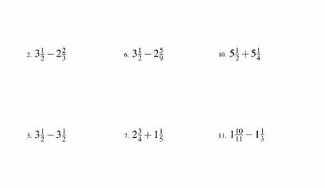 mixed fractions worksheets