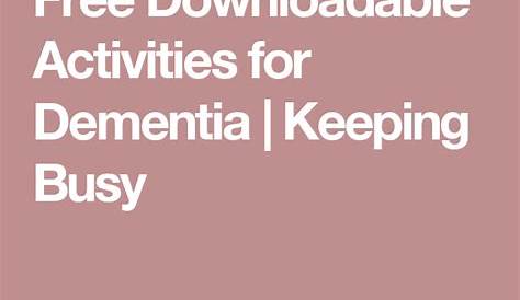 Free Printable Activities For Dementia Patients