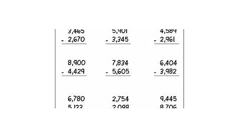 addition and subtraction of whole numbers worksheet - grade 5 math