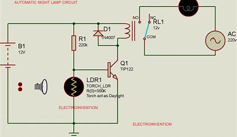 Automatic Night Light circuit using LDR and Relay - Electroinvention