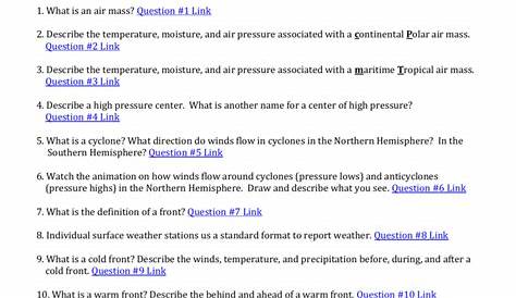 Forecasting Weather Map Worksheet 11