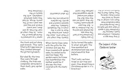story legend of the christmas spider printable