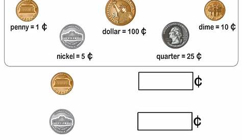 identify coins and values worksheet