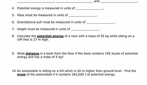 Free Printable Worksheets On Potential And Kinetic Energy - Free