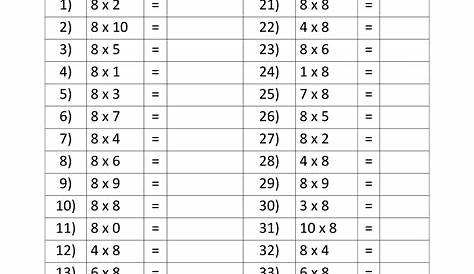 printable 8 times table worksheets