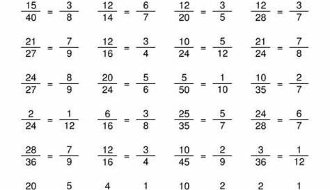 reducing fractions to lowest terms worksheets