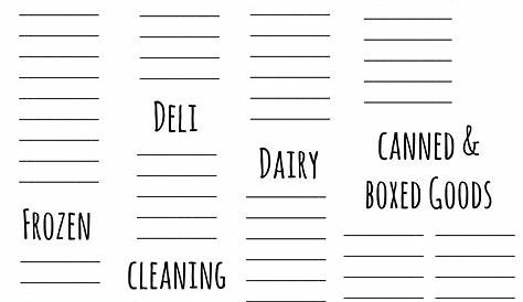 grocery list worksheet
