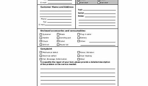 repair service order form