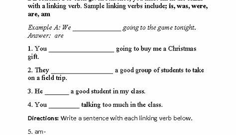 linking verbs worksheet 4th grade