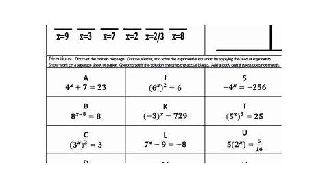worksheet on exponential functions