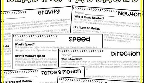 Force and Motion Worksheets | Force and motion, Third grade science
