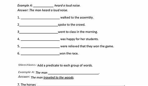 subject and predicate worksheets 2nd grade