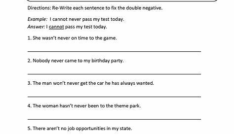 double negative worksheet