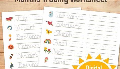 months of the year tracing