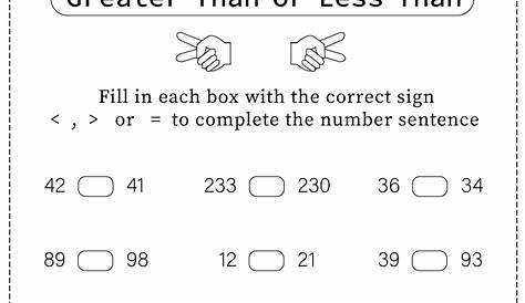 greater or less than worksheet