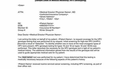 Sample Letter Of Medical Necessity Template