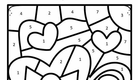 Color by Number Valentine's Day Preschool Worksheets