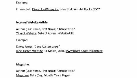 Works Cited Worksheets | Book, Online Article, Magazine Works Cited