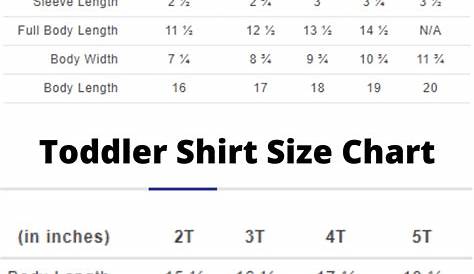 youth tee shirt size chart