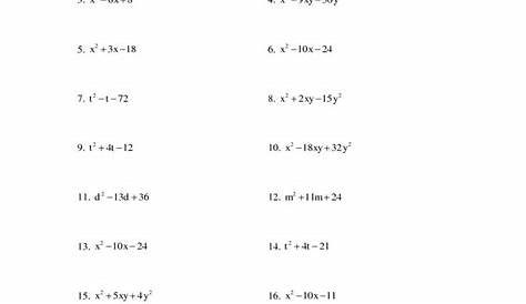 Factoring Trinomials Worksheet With Answers - Printable Word Searches