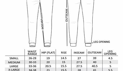 Men S Sweats Size Chart in 2020 | Pants sewing pattern, Size chart