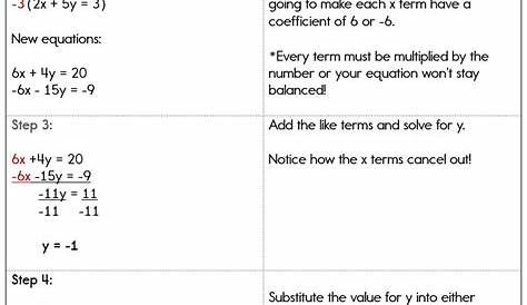 systems of equations worksheet answer key