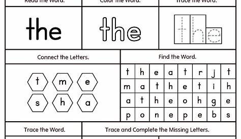 sight word as worksheets