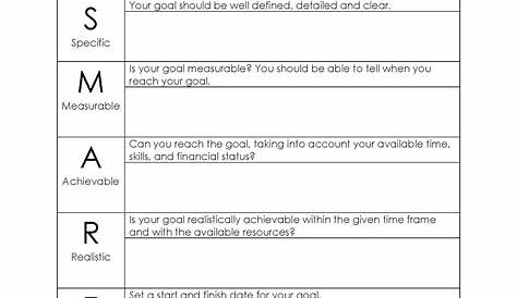 smart goal worksheets answers