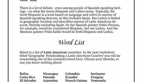 hispanic heritage worksheet 3rd grade