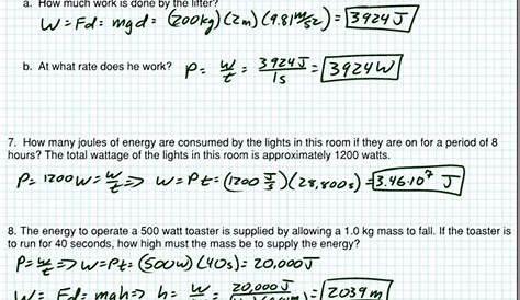 Work And Power Worksheet