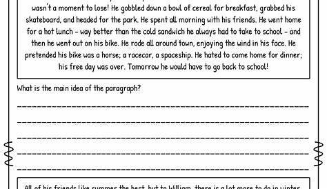 main idea worksheets 3rd grade
