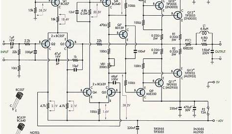 50W-70W Power Amplifier with 2N3055 & MJ2955 - Electronic Circuit
