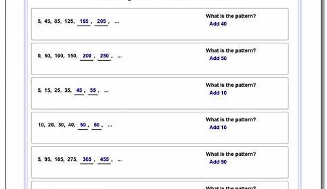 number patterns worksheets