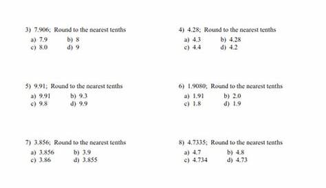 rounding decimals worksheets answers