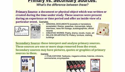primary and secondary sources worksheets