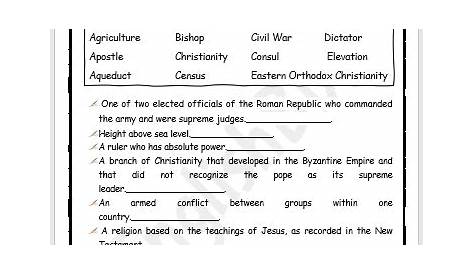 30 Ancient Rome Vocabulary Worksheet - support worksheet
