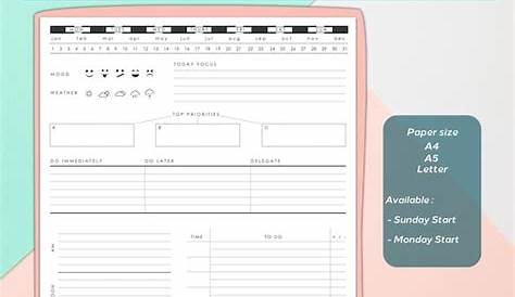 Printable ADHD Daily Planner in Various Different Sizes - Etsy