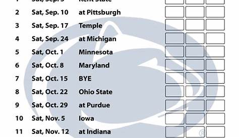 Penn State Printable Football Schedule