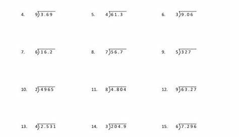 multiplying and dividing decimals worksheets
