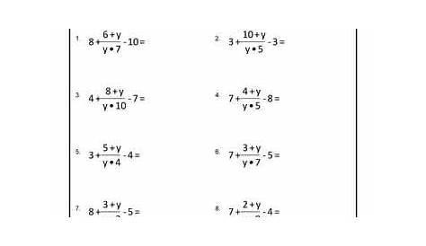 Evaluating Algebraic Expressions Worksheets / 34 Variables And
